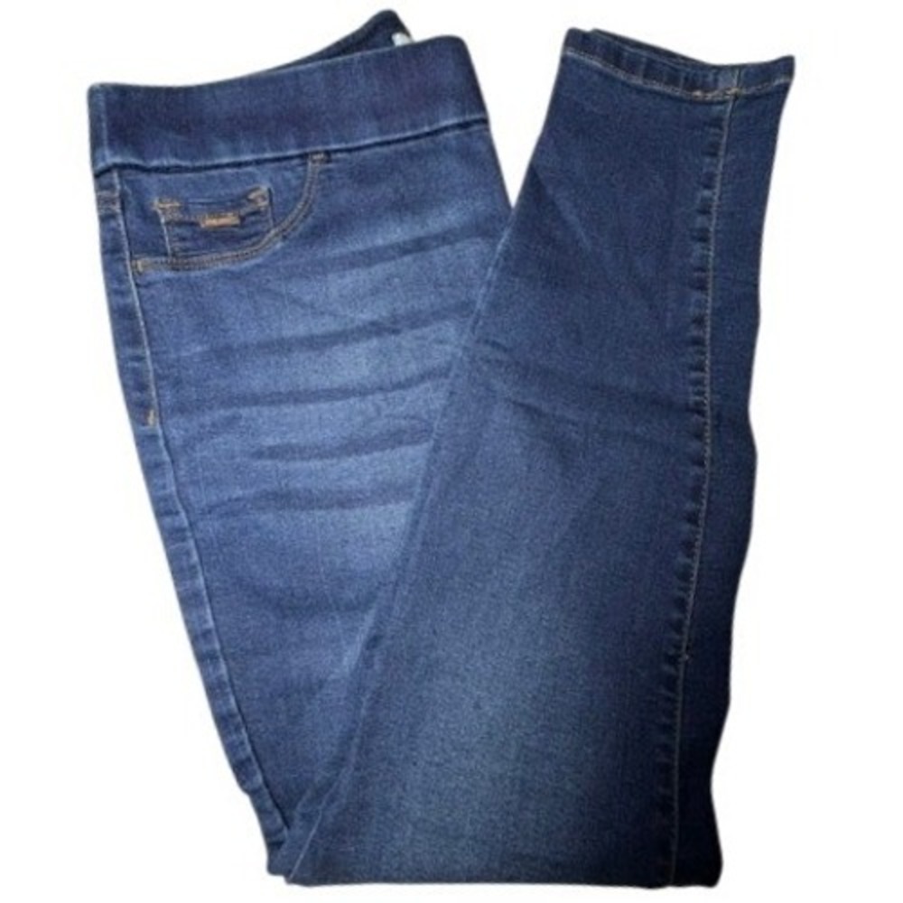 Nine West Pull On Skinny Jeans Women 14 Blue Stretch Denim Jeggings